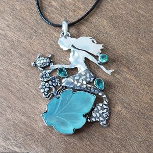 Chalcedony adorned mermaid pendant